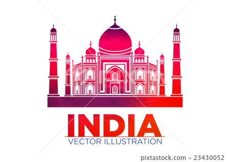 Taj Mahal on a sunset background. vector 23430052