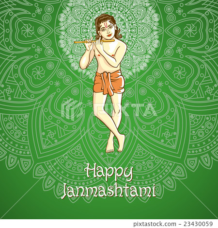 Hindu god Krishna. Happy janmashtami vector 23430059