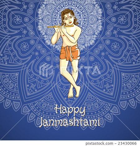 Krishna playing the flute. Vector of janamashtmi  23430066