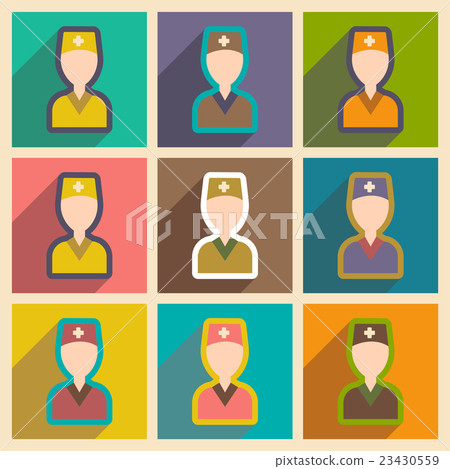 Set flat icons with long shadow doctor - Stock Illustration [23430559 ...