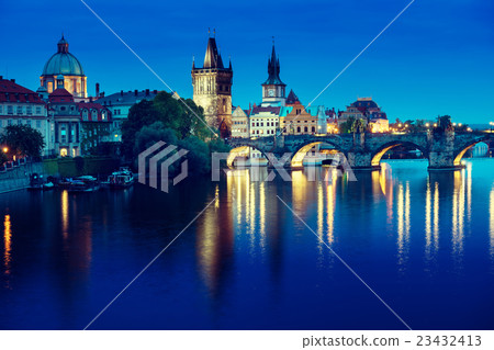 Charles bridge in sunset time, Prague , Czech Republic Charles bridge in sunset time, Prague , Czech Republic 23432413