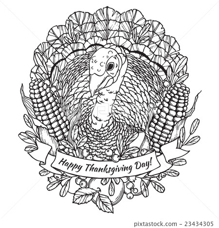Thanksgiving Day greeting card with turkey - Stock Illustration ...