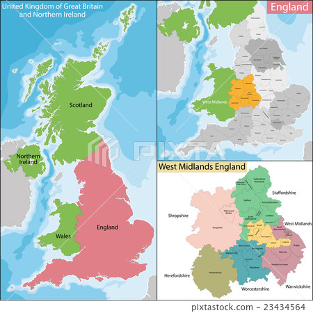 Map of West Midlands England Map of West Midlands England 23434564
