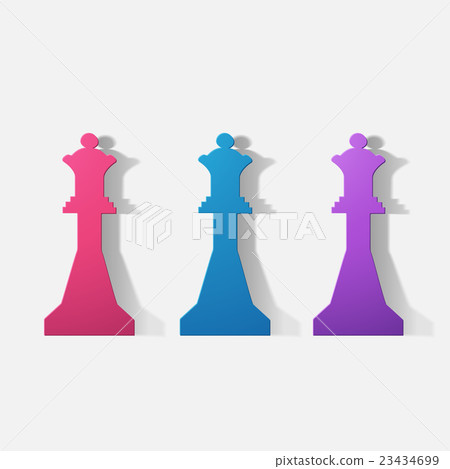 Paper clipped sticker: chess figure, Queen Paper clipped sticker: chess figure, Queen 23434699