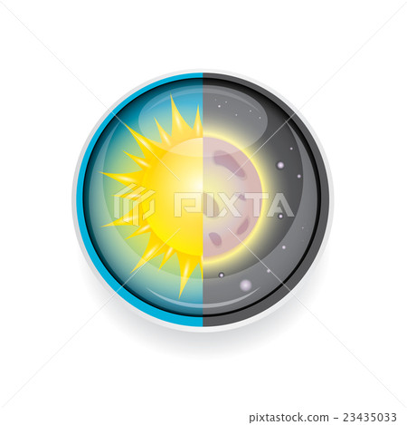 Sun and moon in sky, day and night. Sun and moon in sky, day and night. 23435033