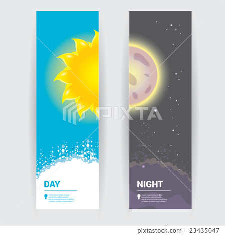 Sun and moon in sky, day and night. 23435047
