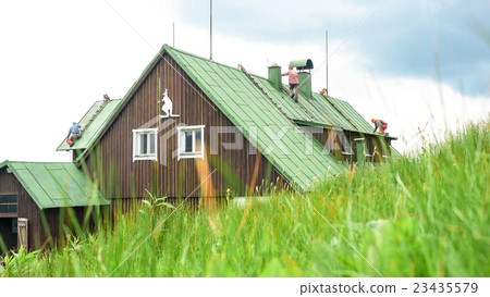 Group of Workers Repairing the Roof 23435579