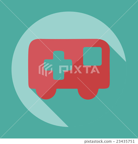Flat modern design with shadow icon ambulance Flat modern design with shadow icon ambulance 23435751