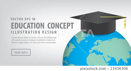 Banner World with a Graduation hat on top. 23436306