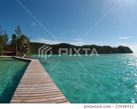 Nature in Palau / Karp Island and blue sky with pier Nature in Palau / Karp Island and blue sky with pier 23436432