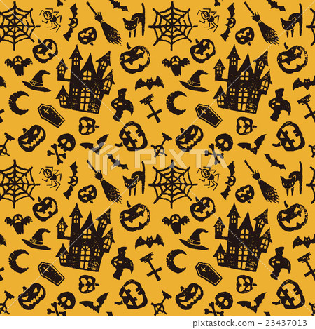 Halloween pumpkin and haunted house pattern Halloween pumpkin and haunted house pattern 23437013