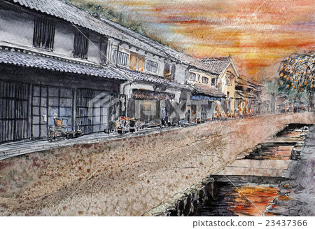 Sketch of Kumagawa-juku at dusk Late autumn Sketch of Kumagawa-juku at dusk Late autumn 23437366
