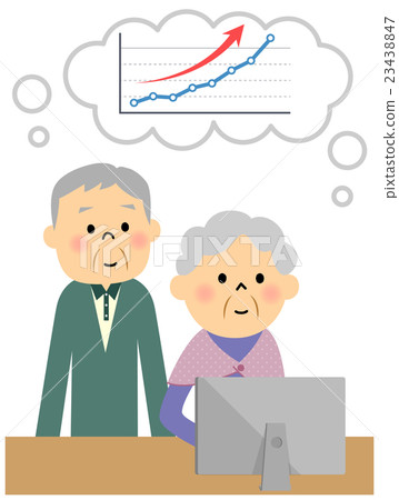 Elderly couple heading for friends to a PC 23438847