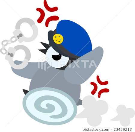 與警察的圖的一隻逗人喜愛的小企鵝 與警察的圖的一隻逗人喜愛的小企鵝 23439217