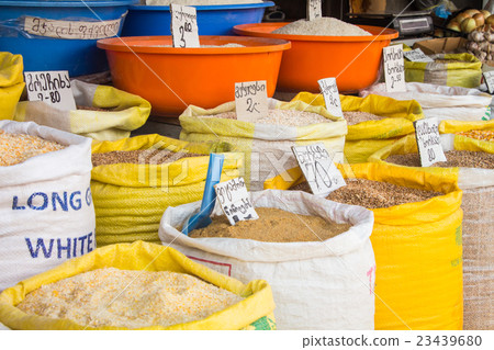 Many cereals in bags on the market 23439680