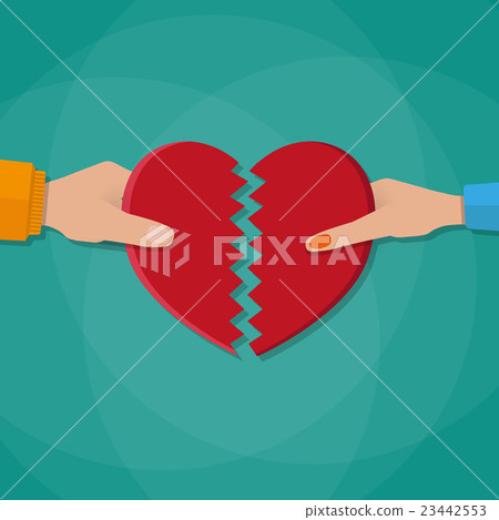 Hand of a man and woman tearing apart heart - Stock Illustration ...