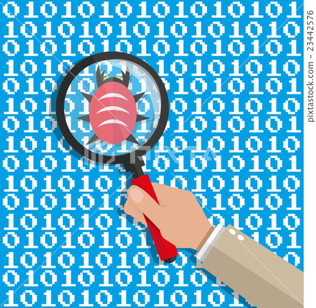 magnifying glass scanning digital software code 23442576