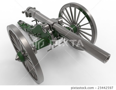 3d illustration of civil war cannon 23442597