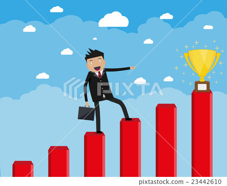 businessman with breafcase standing on graph businessman with breafcase standing on graph 23442610