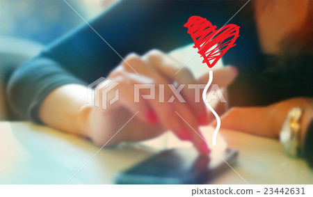 woman chating with her boyfriend by mobile phone woman chating with her boyfriend by mobile phone 23442631
