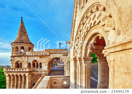 View on the Old Fishermen Bastion in Budapest View on the Old Fishermen Bastion in Budapest 23444179