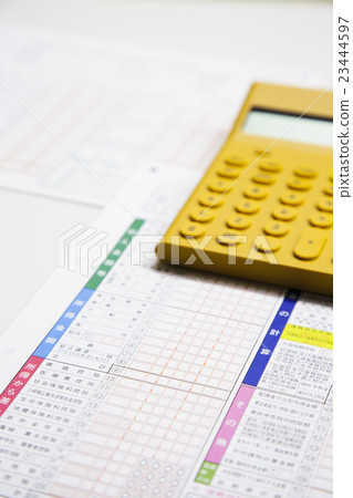 Final return tax accountant accountant blue report declaration calculator tax business 23444597