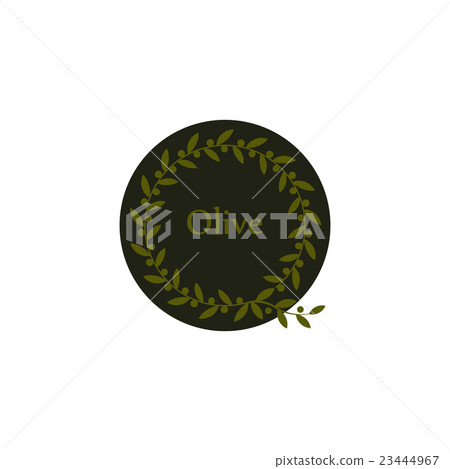 Isolated round green olive branch vector logo 23444967