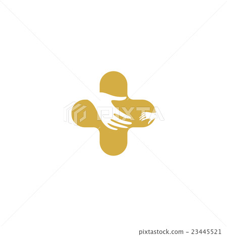 Isolated gold and white vector hands logo 23445521