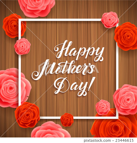 Happy Mothers Day. Beautiful Blooming Rose Flowers - Stock Illustration ...