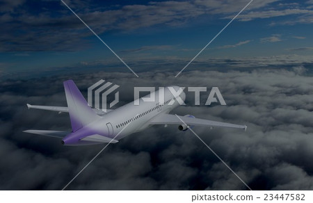 flying plane in the sky 3d illustration 23447582