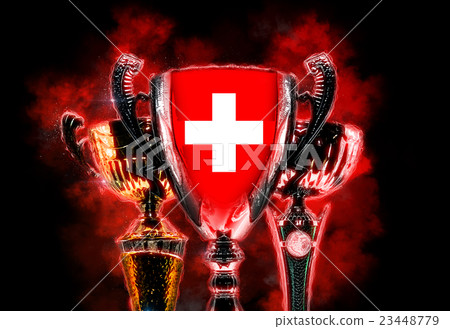 Trophy cup textured with flag of Switzerland Trophy cup textured with flag of Switzerland 23448779