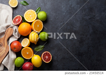 Fresh ripe citruses. Lemons, limes and oranges 23450514