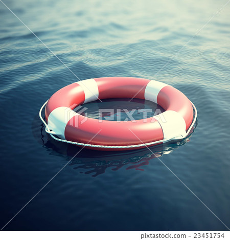 Lifebuoy in the sea, the ocean. 3d illustration 23451754