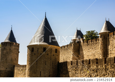 Outside walls of Porte Narbonnaise at Carcassonne 23452914