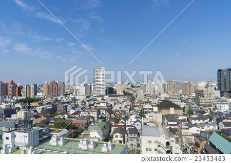 Tokyo urban landscape Shinjuku skyscraper Highway from Nishi Shinjuku 4-chome Shibuya-ku direction Honcho area toward Yamate Street 23453483