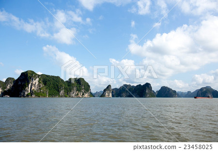 Sea landscape with boat in Halong Bay Vietnam Sea landscape with boat in Halong Bay Vietnam 23458025