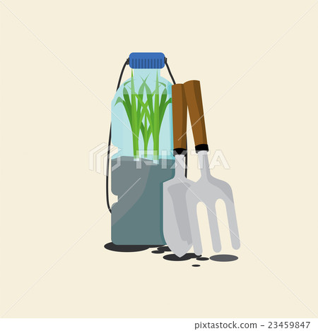 Green Onions Cultivating In Reuse Water Bottle. Green Onions Cultivating In Reuse Water Bottle. 23459847