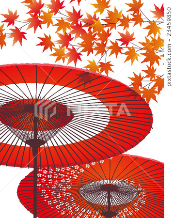 遮陽傘和秋天的落葉 23459850