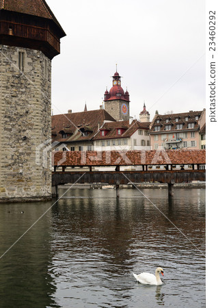 Famous Chapel Bridge and Clock tower background Famous Chapel Bridge and Clock tower background 23460292
