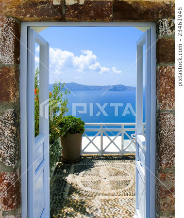 Beautiful sea view from the balcony. Santorini 23461948