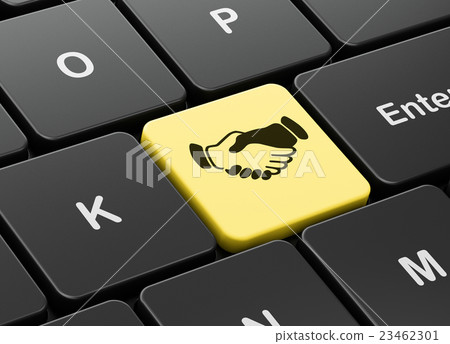 Finance concept: Handshake on computer keyboard 23462301