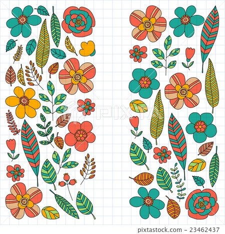 Vector doodle set with tropical plants Vector doodle set with tropical plants 23462437