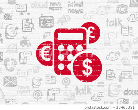 News concept: Calculator on wall background 23463351