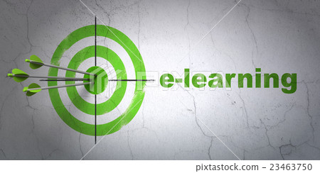 Studying concept: target and E-learning on wall Studying concept: target and E-learning on wall 23463750