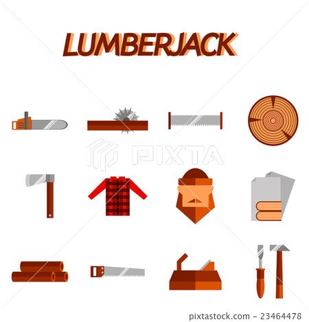 Lumberjack flat icon set - Stock Illustration [23464478] - PIXTA