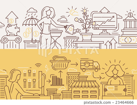 Finance management, online shopping - line design 23464666