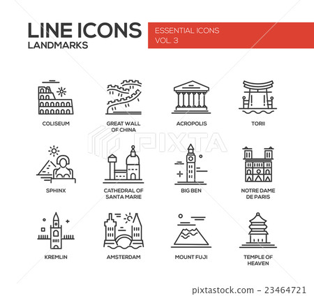 World landmarks icons set 23464721