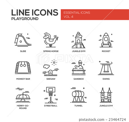 Children playground line design icons set Children playground line design icons set 23464724