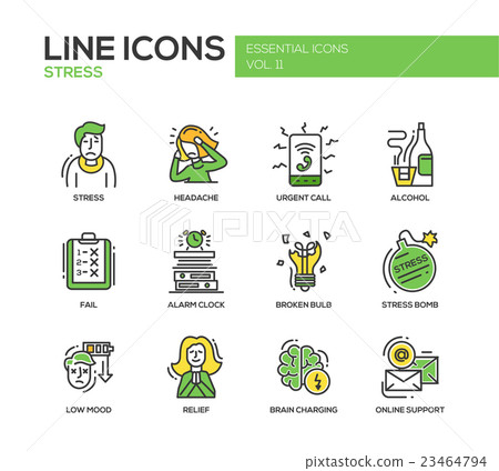 Stress at work - line design icons set Stress at work - line design icons set 23464794