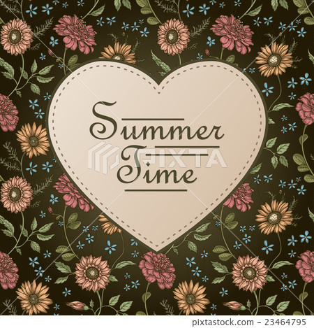 Summer time postcard template with floral Summer time postcard template with floral 23464795